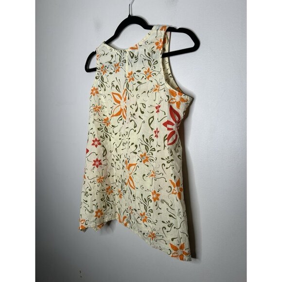 Yak N Yeti Yellow Floral Sleeveless Tank Tunic Summer Top Size Small - Picture 8 of 9